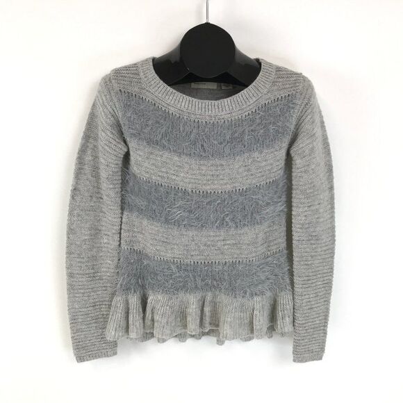 Anthropologie Sleeping on Snow Nuvola Sweater Women's XS Ruffle Hem Fuzzy Stripe - Picture 1 of 9
